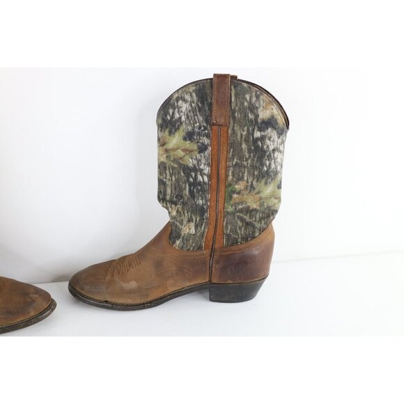 Vintage Laredo Mens 13 D Distressed Leather Camouflage Pull On Cowboy Boots main image 11